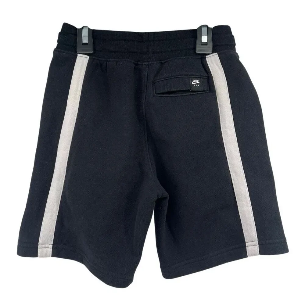 Nike Air Boys Fleece Sweat Shorts Size 6/7 Pull-On Cotton Blend Black